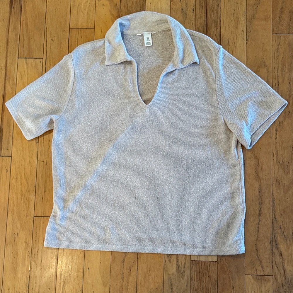 H&M | Women's Cream Collared Knit Top | size XL